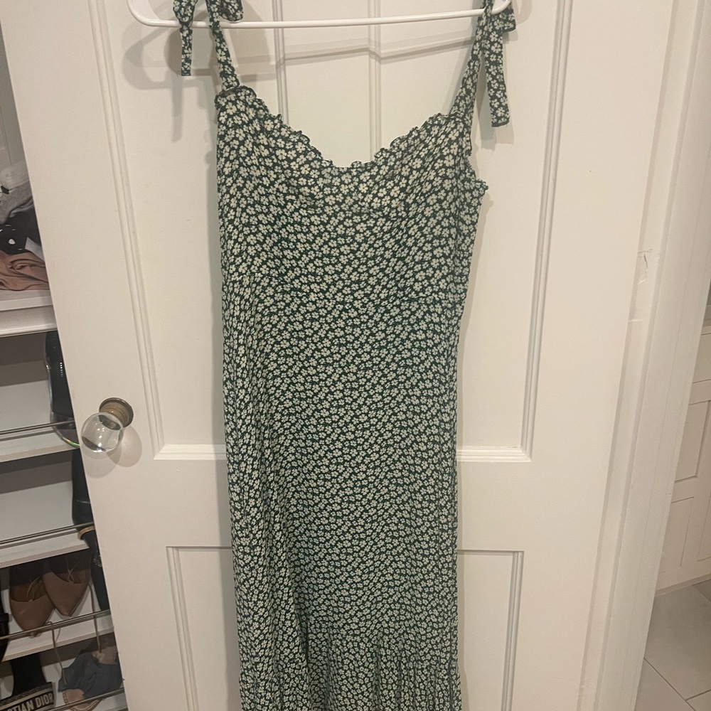 Reformation Green Spaghetti Strap Sundress Maxi